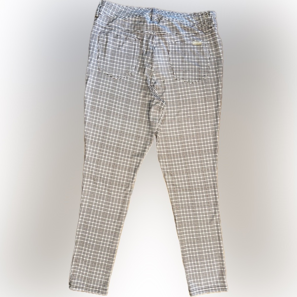 EUC Seven7 SZ 12 brown/white/cream houndstooth print jegging, faux front pockets - Picture 3 of 4